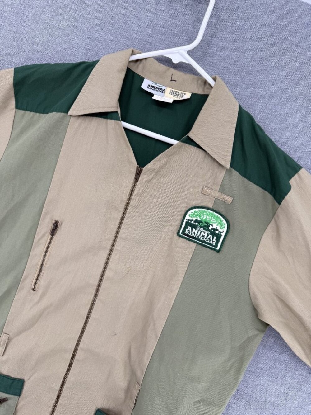 Vtg Disney Parks Animal Kingdom Uniform Cast Shirt Mens L Safari Zip Y2K